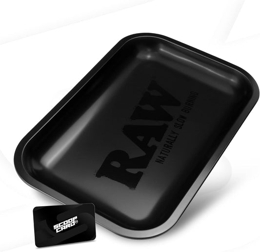 Matte Black Murder'D Cigarette Rolling Tray | Size - Small | Elegant and Sleek Black on Black Finish with Smooth Rounded Edges