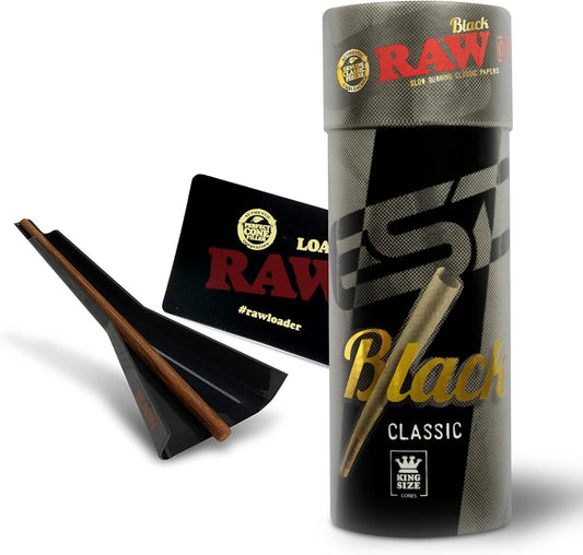 Classic and Black King Size Prerolls Bundle Variation with Cone Loader (Black, 50 Cone Pack)