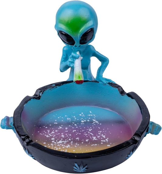 Outdoor Ash Tray, Cool Ashtrays for Cigarettes, Alien Fantasy Ashtray Decor for Home Office, Ornament Present (Blue, ALIEN)